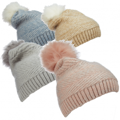 Dámská zimní čepice Scala Knit Faux Fur Pom