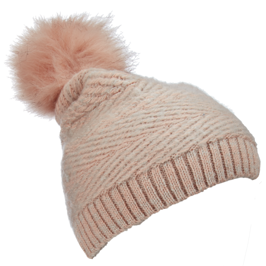 Dámská zimní čepice Scala Knit Faux Fur Pom, Barva růžová Dorfman Pacific Z34LK197-pink
