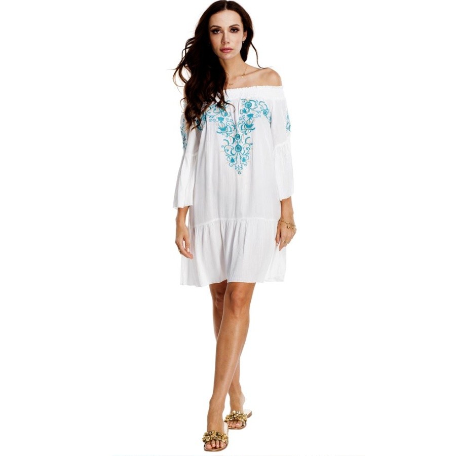 Dámské plážové šaty La Moda Rayon bílé, Velikost L / XL La Moda ZA41360LXL